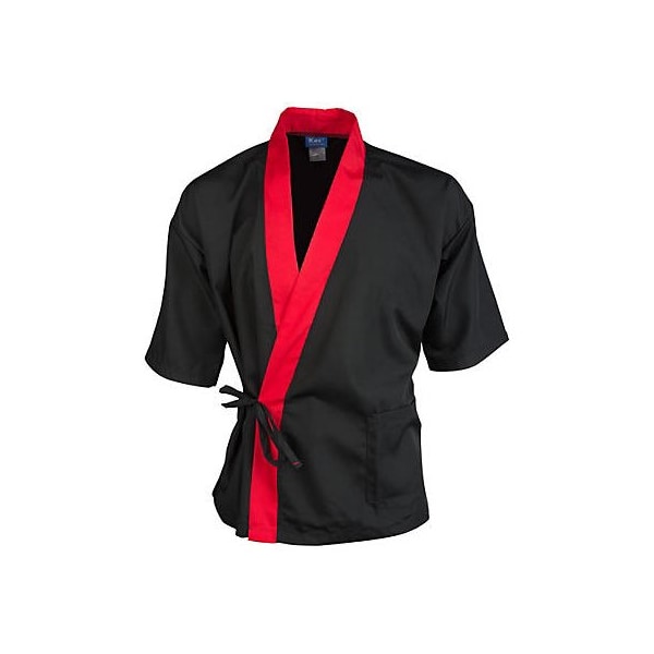 Allpoints Kng 2Xl Sushi Chef Coat Black/Red 3/4 Sleeve 2129BKRD2XL - main